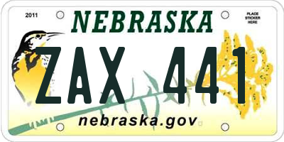 NE license plate ZAX441
