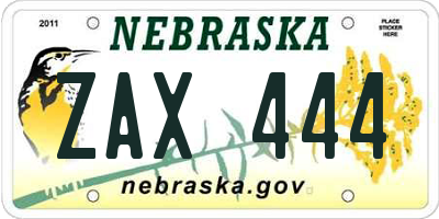 NE license plate ZAX444