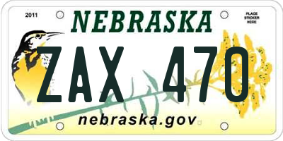 NE license plate ZAX470