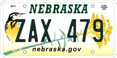 NE license plate ZAX479