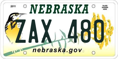 NE license plate ZAX480