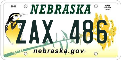 NE license plate ZAX486