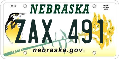 NE license plate ZAX491