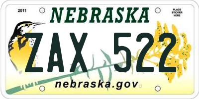 NE license plate ZAX522