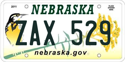 NE license plate ZAX529