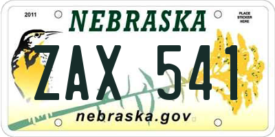 NE license plate ZAX541
