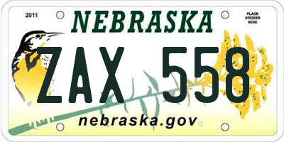 NE license plate ZAX558