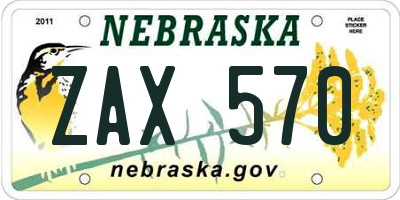 NE license plate ZAX570