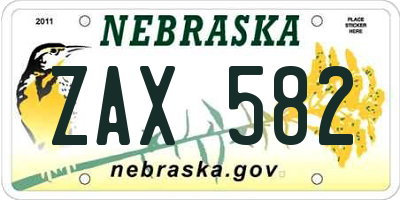 NE license plate ZAX582