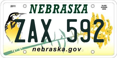 NE license plate ZAX592