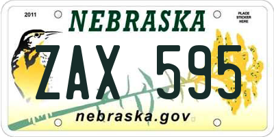 NE license plate ZAX595
