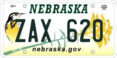 NE license plate ZAX620