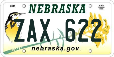 NE license plate ZAX622