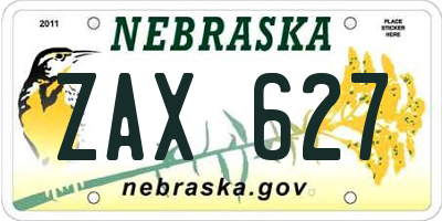 NE license plate ZAX627