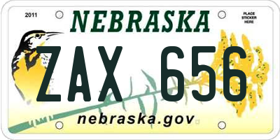 NE license plate ZAX656