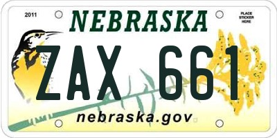 NE license plate ZAX661
