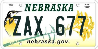 NE license plate ZAX677