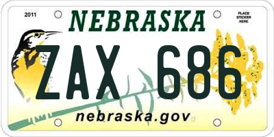 NE license plate ZAX686