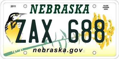 NE license plate ZAX688