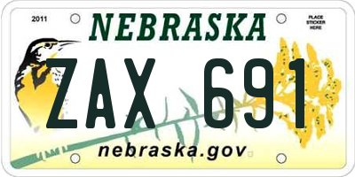 NE license plate ZAX691