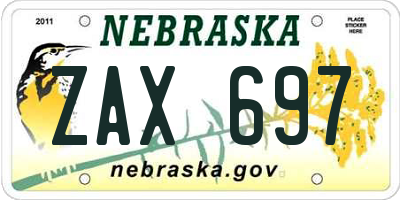 NE license plate ZAX697