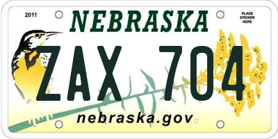 NE license plate ZAX704