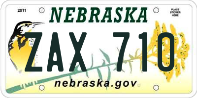 NE license plate ZAX710