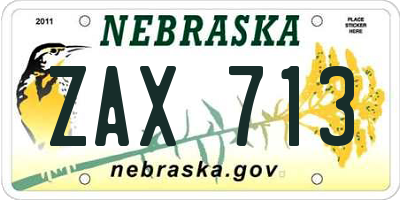 NE license plate ZAX713