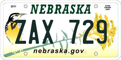 NE license plate ZAX729