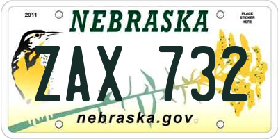 NE license plate ZAX732