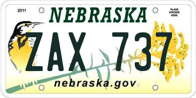 NE license plate ZAX737