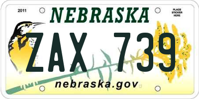 NE license plate ZAX739