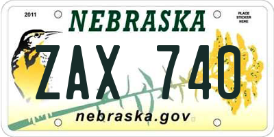 NE license plate ZAX740