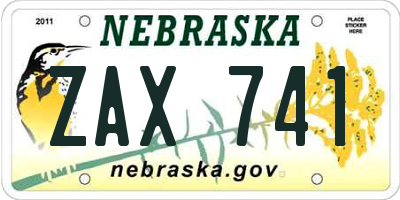 NE license plate ZAX741