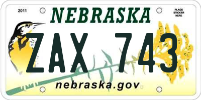NE license plate ZAX743