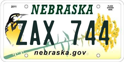 NE license plate ZAX744
