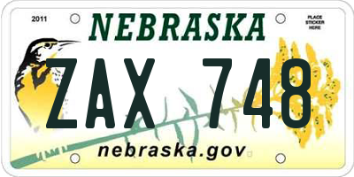 NE license plate ZAX748