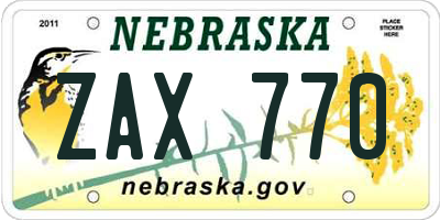 NE license plate ZAX770