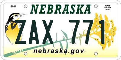 NE license plate ZAX771