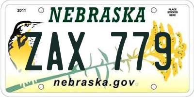NE license plate ZAX779