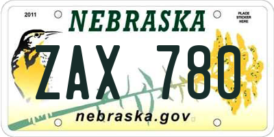 NE license plate ZAX780