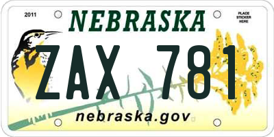 NE license plate ZAX781