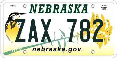 NE license plate ZAX782
