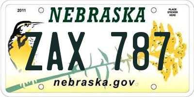 NE license plate ZAX787