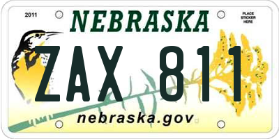 NE license plate ZAX811