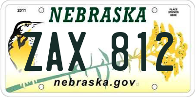 NE license plate ZAX812