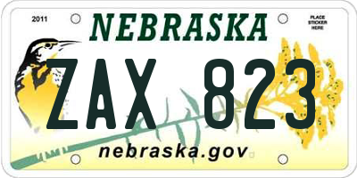 NE license plate ZAX823