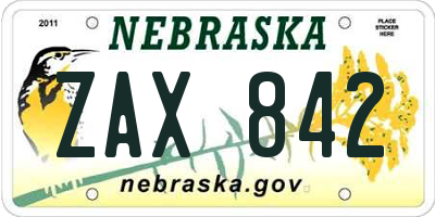 NE license plate ZAX842