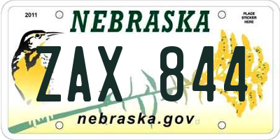 NE license plate ZAX844