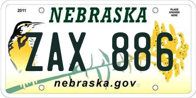 NE license plate ZAX886
